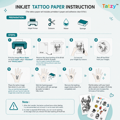 Printable Temporary Tattoo Paper for Inkjet Printers